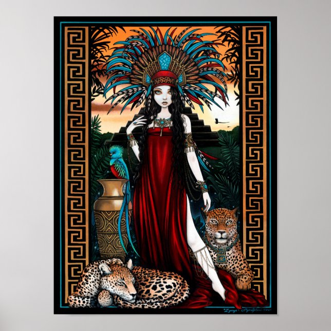 Toltec Jaguar Quetzal Priestess Zyanya Poster (Frente)