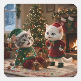 Tom & Luna Feliz Natal Adesivos de Gato Divertidos