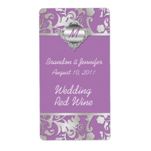 Tom malva e de prata que Wedding mini etiquetas do