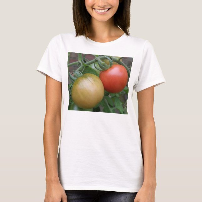 Tomates vermelhos e laranja damas T camisa (Frente)