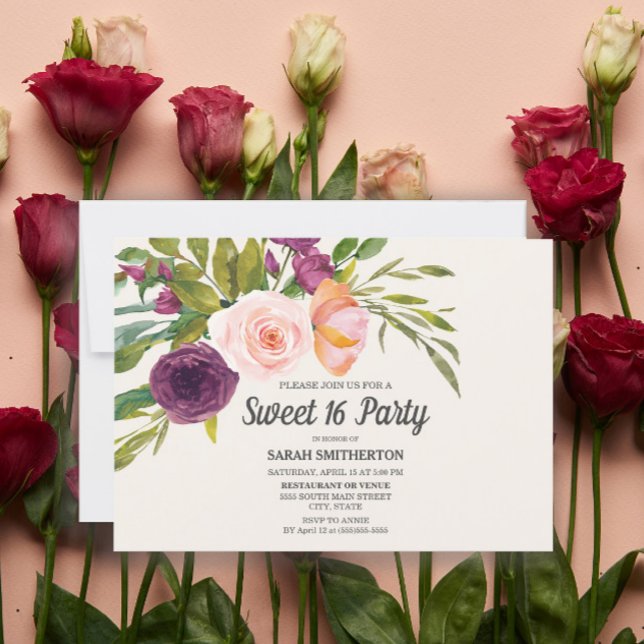 Tonalidade Rosa Roxo Floral Aquarela Doce 16 (Criador carregado)