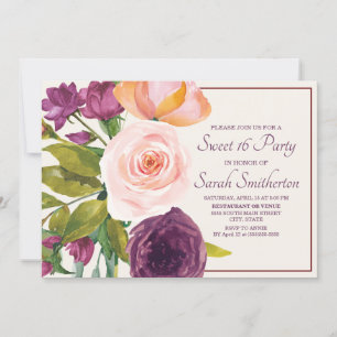 Tonalidade Rosa Roxo Floral Creme Aguarela Doce 16