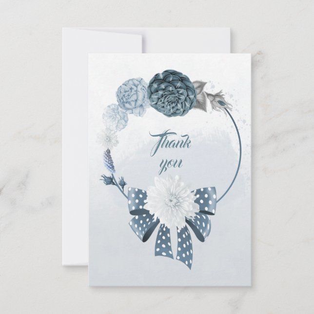 tonalidades azuis poeirentas flores coroa cartões  (Frente)