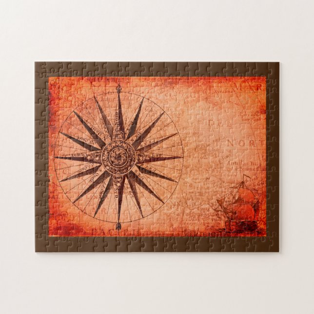 tonalidades sépias do mapa antigo de quebra-cabeça (Horizontal)