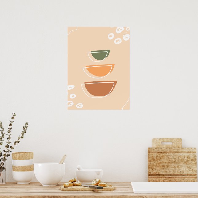 Tone da Terra Empilhado Mínimo Boho Wall Poster (Cozinha)