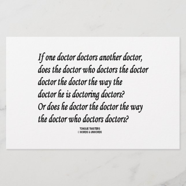 Tongue Twister Doutor Médicos Outro Médico (Frente)