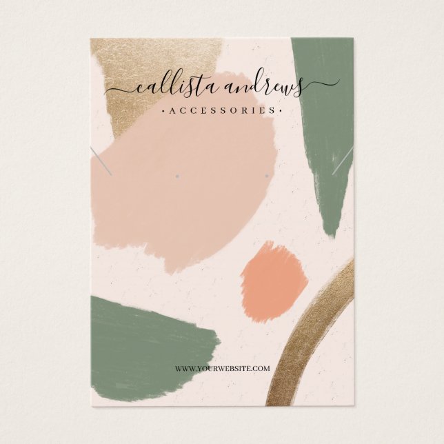 Tons da Terra abstrato, Dourada, Earração do Colar (Frente)