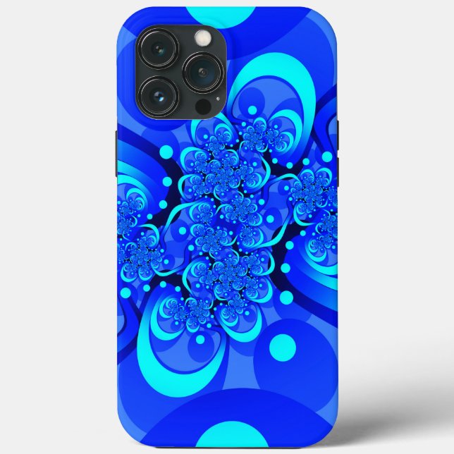 Tons de Azul Arte Fractal Abstrata Moderna (Verso)