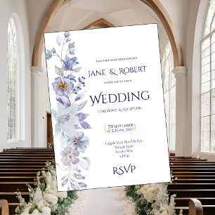 Tons de azul, Convite de casamento floral
