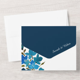 Tons de azul de flores silvestres em aquarela eleg