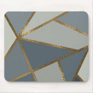 Tons de Cinza e Bronze Dourado Mouse Pad Geométric