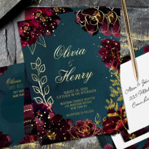 Tons de Joia Teal Bordeaux Sobrenomes Casamento Do