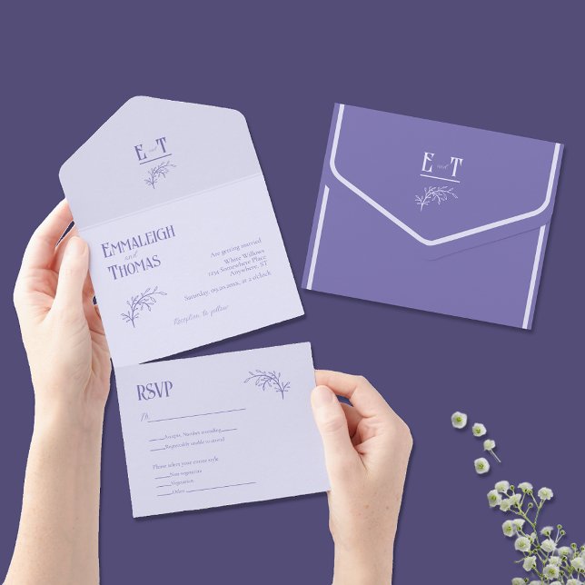 Tons de Lavanda Casamento Moderno Simples (Criador carregado)