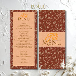 Tons marrons Folhas de outono Menu plano de outono