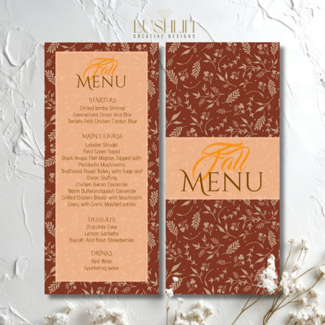 Tons marrons Folhas de outono Menu plano de outono (Criador carregado)