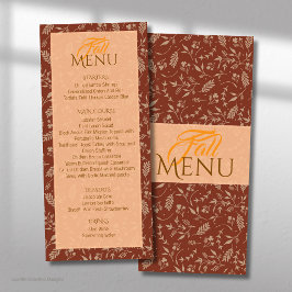 Tons marrons Folhas de outono Menu plano de outono