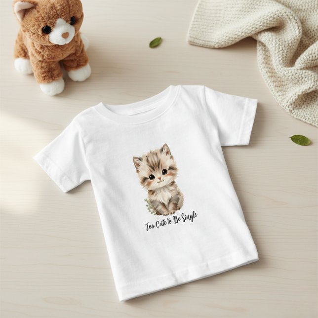 Too Cute To Be Single" Adorable Kitten T-Shirt (Criador carregado)