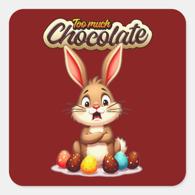 Too Much Chocolate – Funny Easter - Autocolante (Frente)