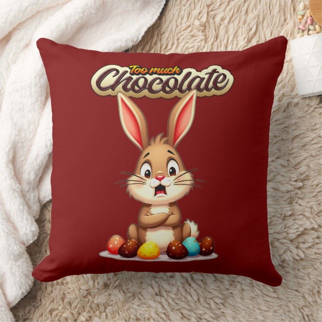 Too Much Chocolate – Funny Easter Bunny - almofada (Cobertor)