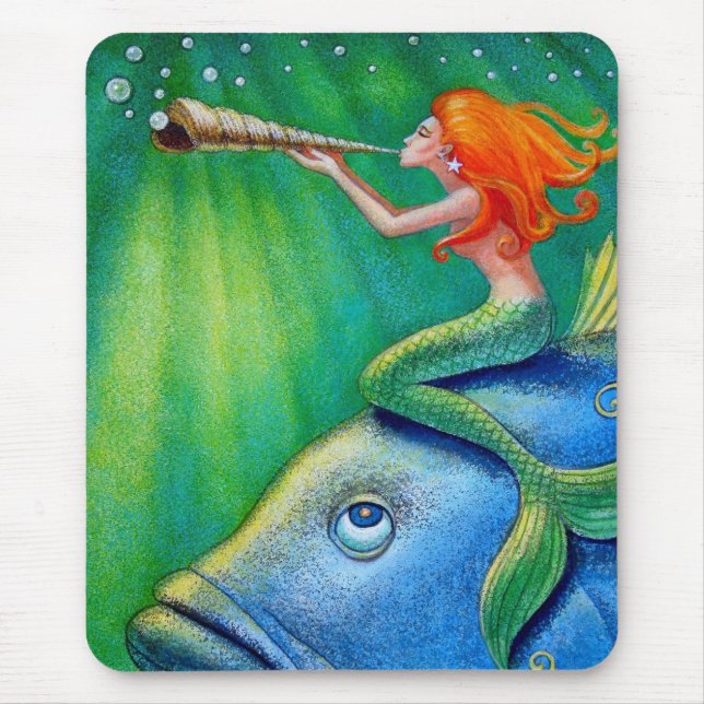Toot sua sereia do Seashell! Arte Mousepad da (Frente)