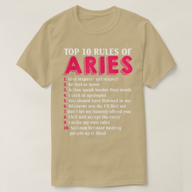 Top 10 Regras De Aries Sinal Zodiac (Frente do Design)