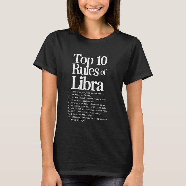 Top 10 Regras Libra Horóscopo Aniversário (Frente)