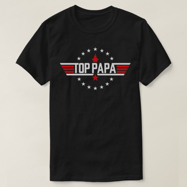 Top papa Birthday Gun Jet Fathers day Funny 80s Fa (Frente do Design)