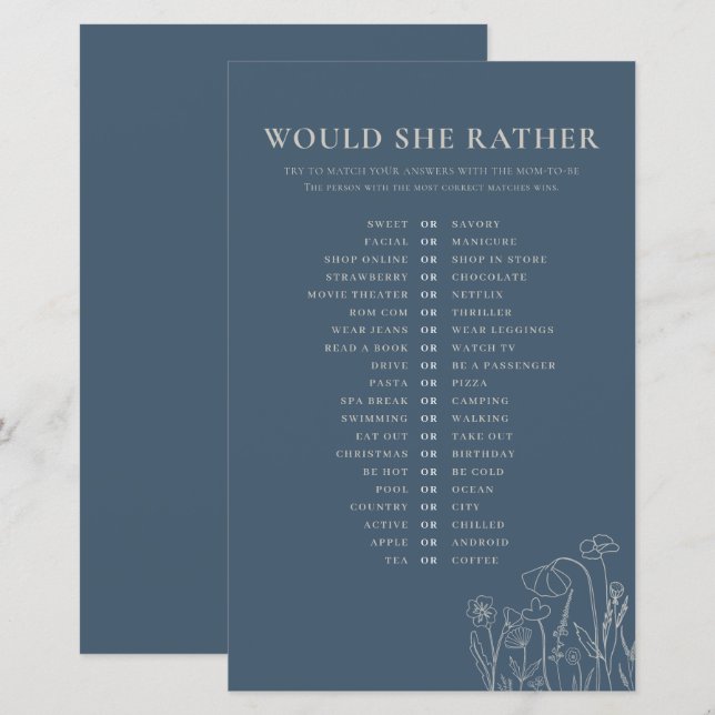 Topaz Blue Wildflower Line Art Ela Preferencialmen (Frente/Verso)