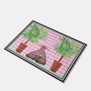 Topiary Pink Staffordshire Dogs Mat doormat tapete