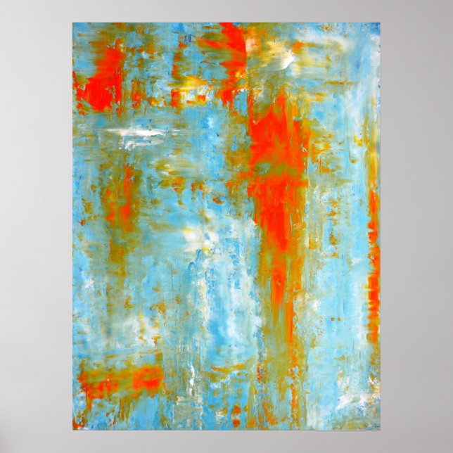 'Topit Off' Teal e Poster de Abstrato de Arte Lara (Frente)