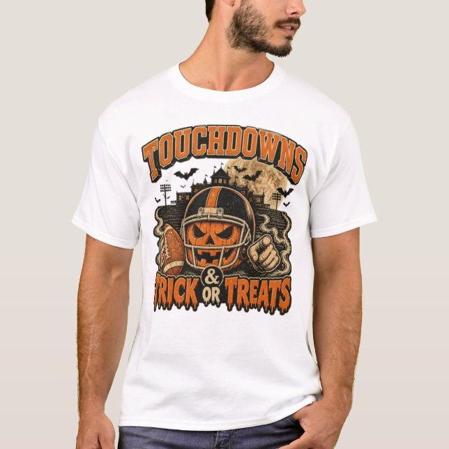 🏈🎃 TOQUE OU DOCE! Camiseta (Frente)
