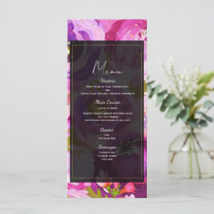 Toques de Rosa e Roxo Menu de Casamento Floral Vib