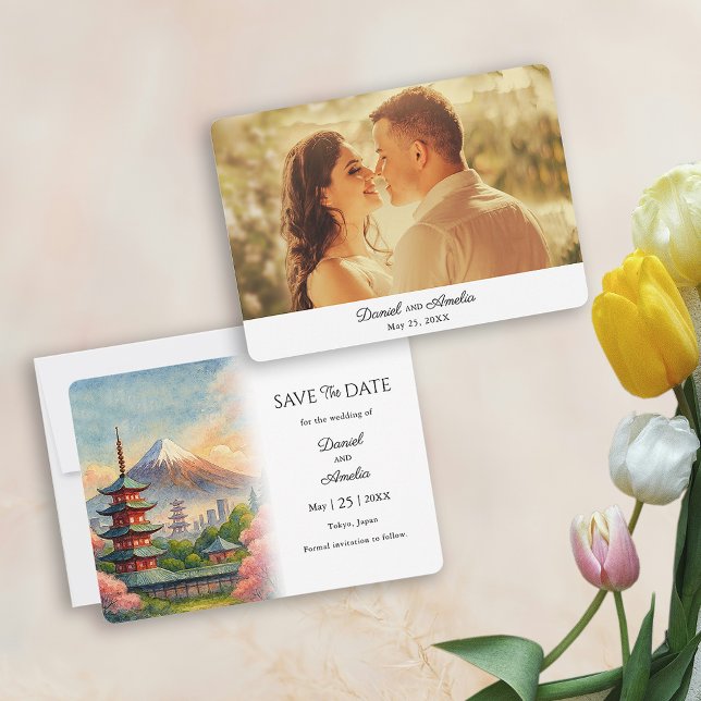 Tóquio Casamento de Destino Salve o Cartão de Data (Tokyo Destination  Save the Date Card)