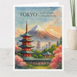 Tóquio Japão - Vintage Skyline Viagem - Cartão de 