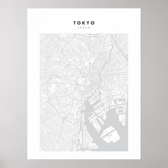 Tóquio - Poster do Mapa da Cidade Branca do Japão (Frente)