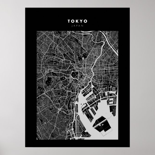 Tóquio - Poster do mapa das cidades escuras do Jap (Frente)