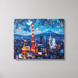 Tóquio Skyline Premium Canvas Wall Art | Cidade No