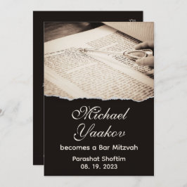 Torah Elegante Bar Hebraico Mitzvah Convite