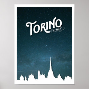 Torino pela linha do horizonte noturno - Poster