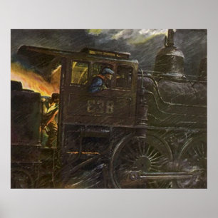 ~ tormentoso do trem de noite do ~ do POSTER que