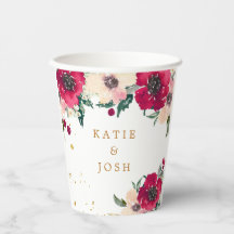 Torneiras de Papel Floral de Borgonha e Dourada Aq