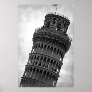 Torre branca e preta que se inclina no Poster de v