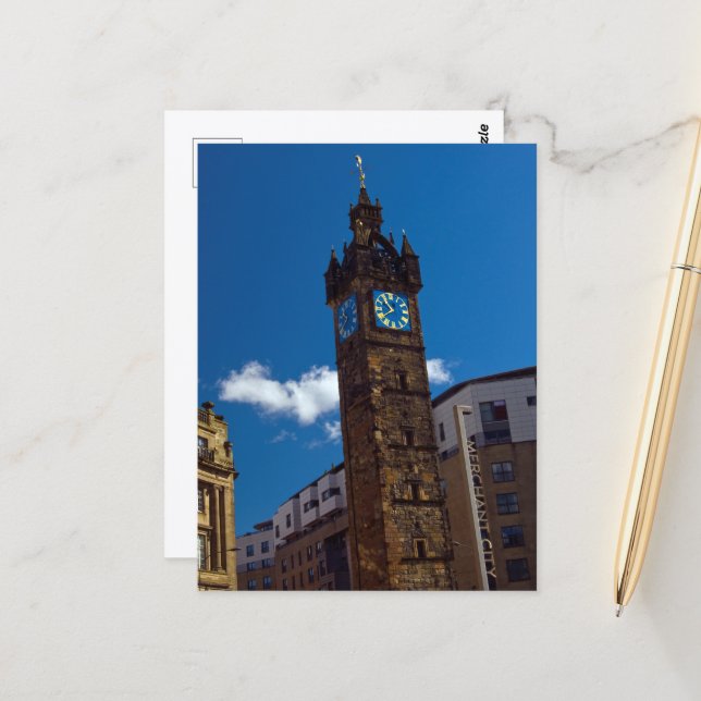 Torre da Tolbooth, Cartão Postal de Glasgow (Frente/Verso In Situ)