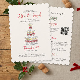 Torre de Champanhe Código QR RSVP Convite de Casam