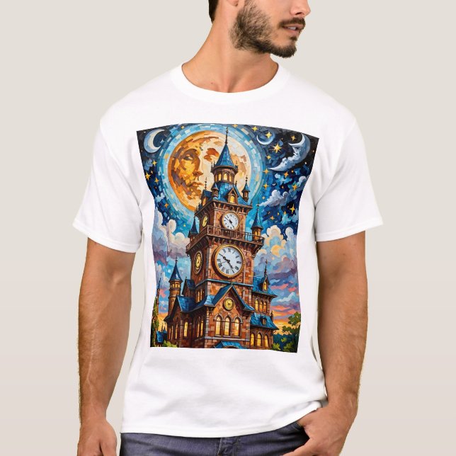 Torre de Clocktower T-Shirt Mosaic Retro Magic (Frente)
