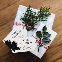 Torre de Natal Preta e Branca em Etiquetas de Pres