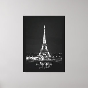 Torre Eiffel à noite em B&W na Canvas