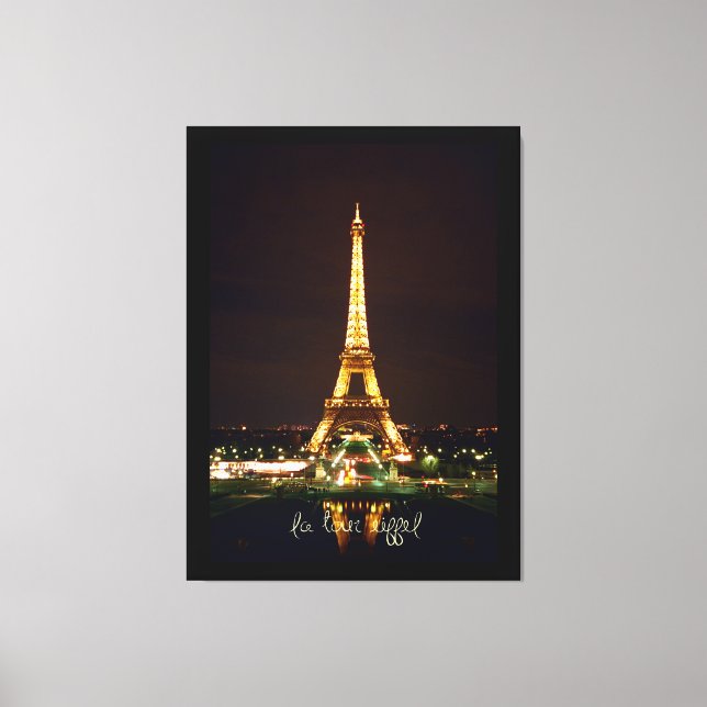 Torre Eiffel à noite na Canvas (Frente)