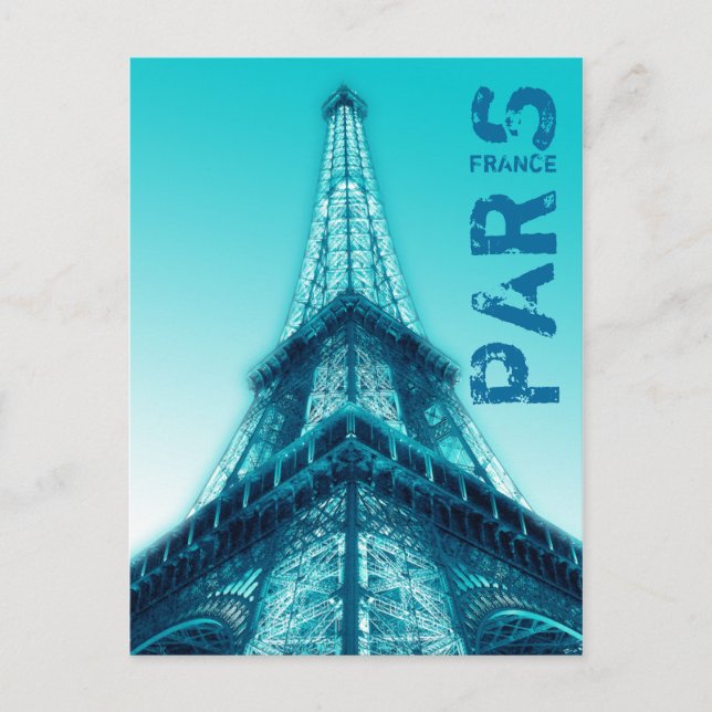 Torre Eiffel à noite Paris França Cartão Postal Az (Frente)