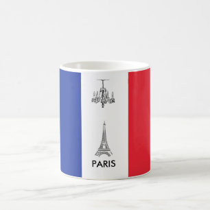 Torre Eiffel caneca de café francesa da bandeira